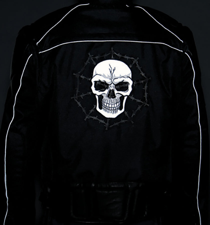 Milwaukee Leather SH1963 Men's Black 'Glow In The Dark Skull' Textile Motorcycle Jacket