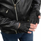 Xelement XG198 Men's Embroidered 'Flamed' Fingerless Black Motorcycle Leather Gloves