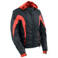 NexGen SH1998 Ladies Red and Black Textile Racer Jacket with Removable Hoodie