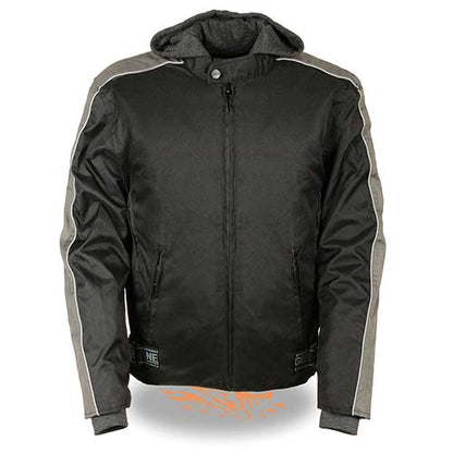 NexGen SH2034 Men's  Black and Grey Nylon Racer Jacket with Hoodie