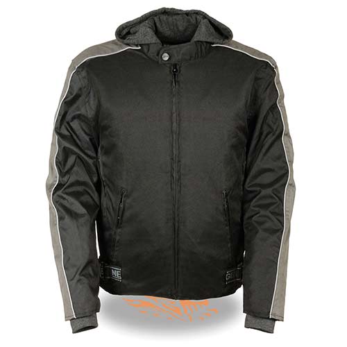 NexGen SH2034 Men's  Black and Grey Nylon Racer Jacket with Hoodie