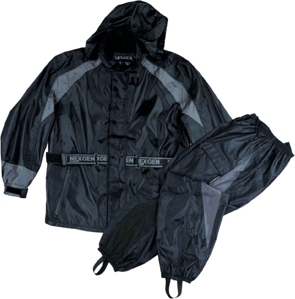 NexGen Ladies SH205001 Black and Grey Armored Hooded Water Proof Rain Suit