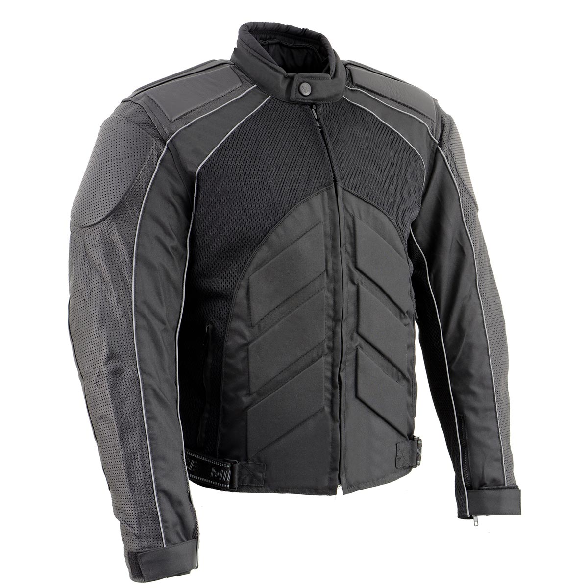 NexGen SH2153 Men's Black and Blue CE Armored Motorcycle Textile and Leather Combo Jacket