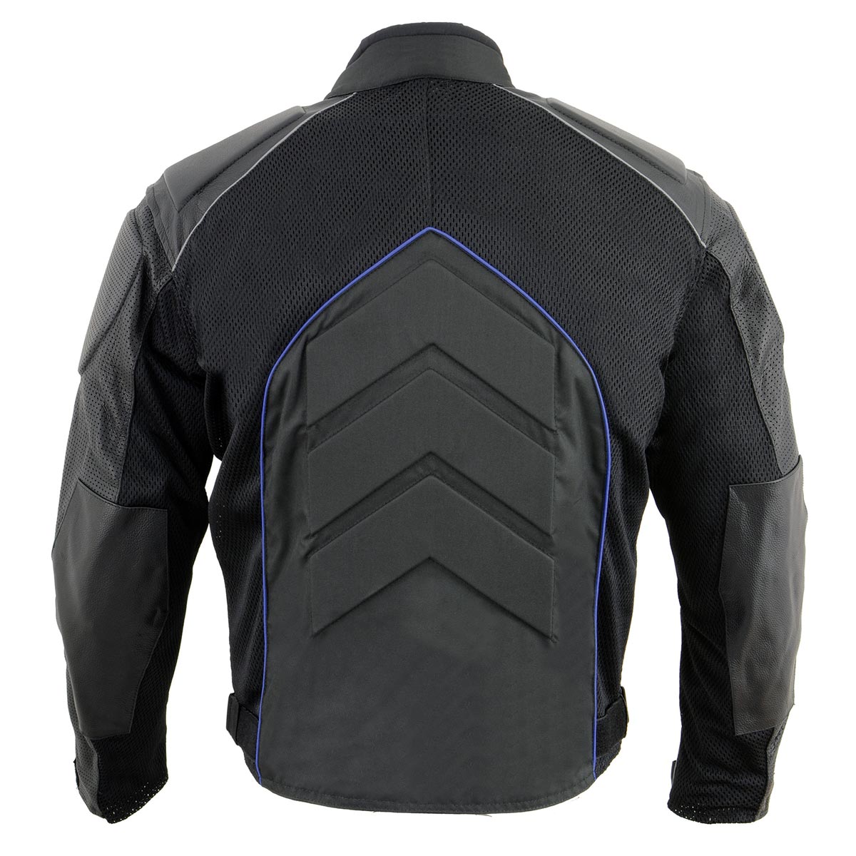 NexGen SH2153 Men's Black and Blue Armored Moto Textile and Leather Combo Jacket