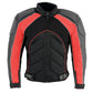 NexGen SH2153 Men's Combo Black and Red Armored Leather and Textile with Mesh Moto Jacket