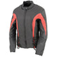 Nexgen SH2188 Women's Black and Red Textile Motorcycle Riding Jacket with Side Stretch and Lacing