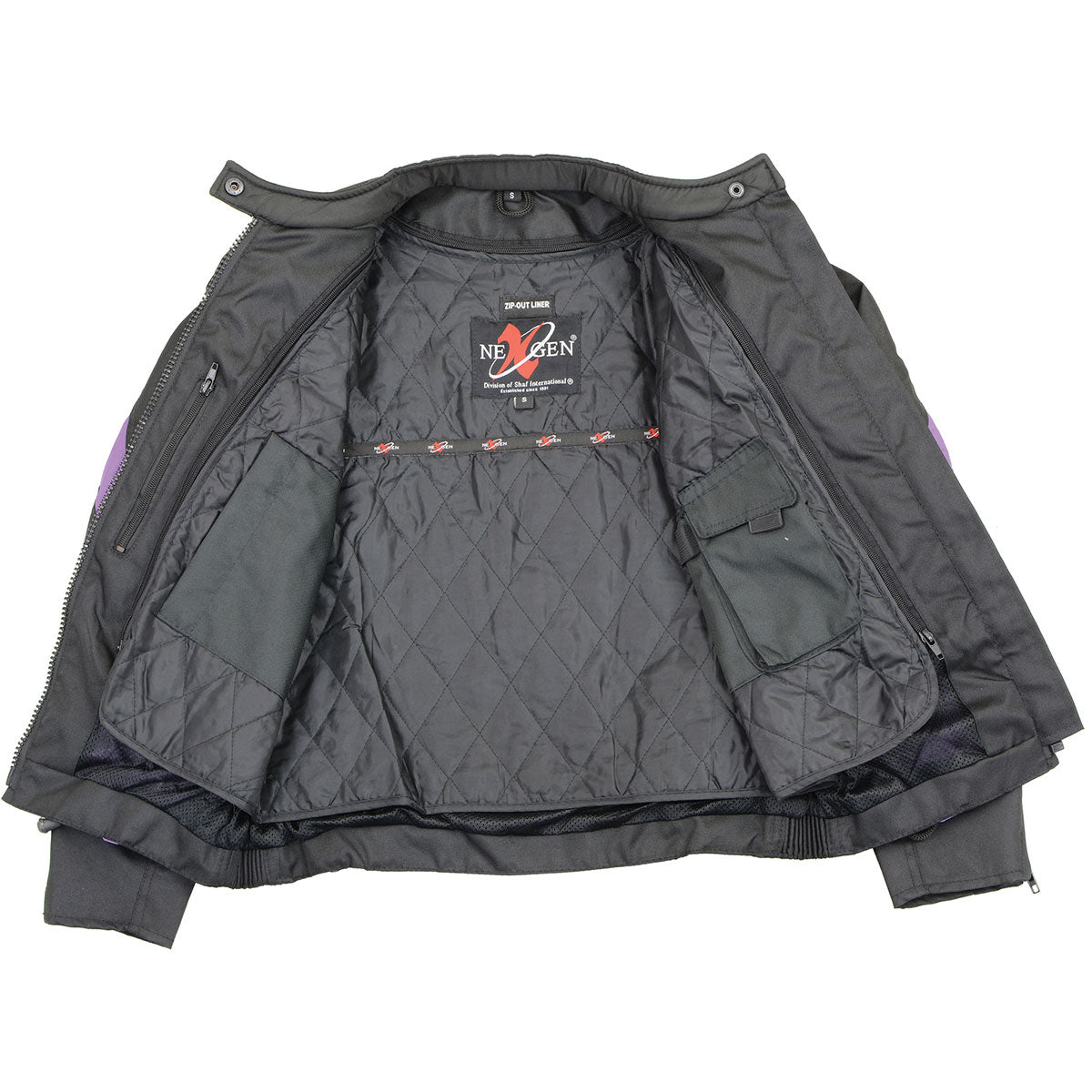 Nexgen SH2188 Women's Black and Red Textile Motorcycle Riding Jacket with Side Stretch and Lacing