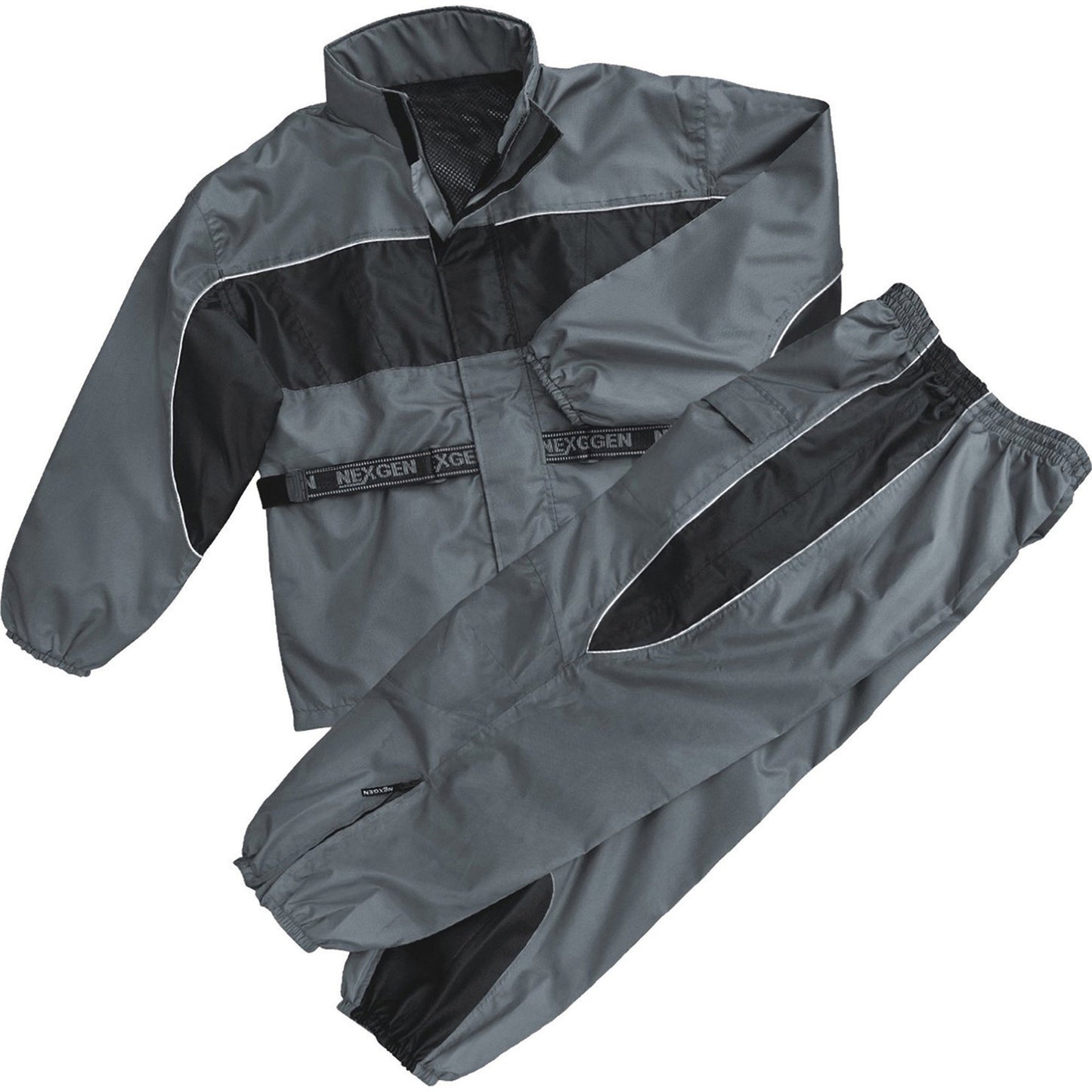NexGen SH2216 Men's Oxford Black and Gray Rain Suit Water Resistant