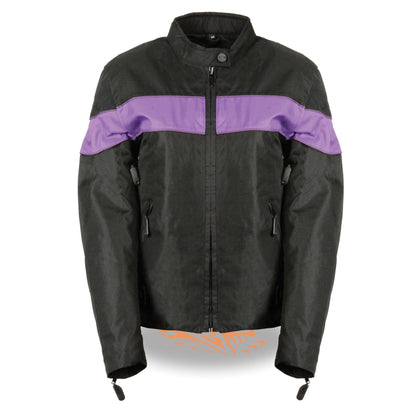 Milwaukee Leather SH2261 Women's Black and Purple Textile Lightweight Motorcycle Jacket with Reflective Piping
