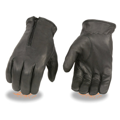 Milwaukee Leather SH226TH Men's Black Thermal Lined Leather Motorcycle Hand Gloves W/ Wrist Zipper Closure