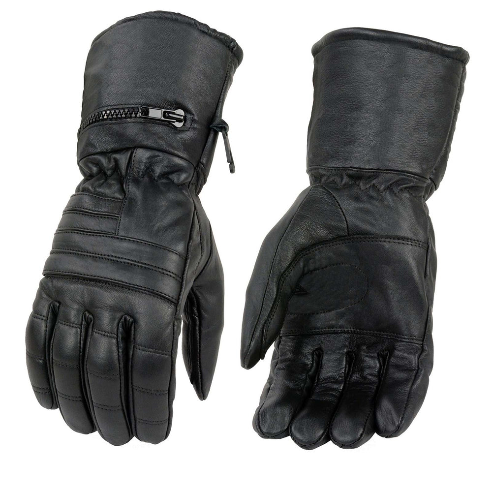 Milwaukee Leather SH230 Men's Black Leather Winter Cold Weather Gauntlet Motorcycle Hand Gloves w/ Rain Mitten