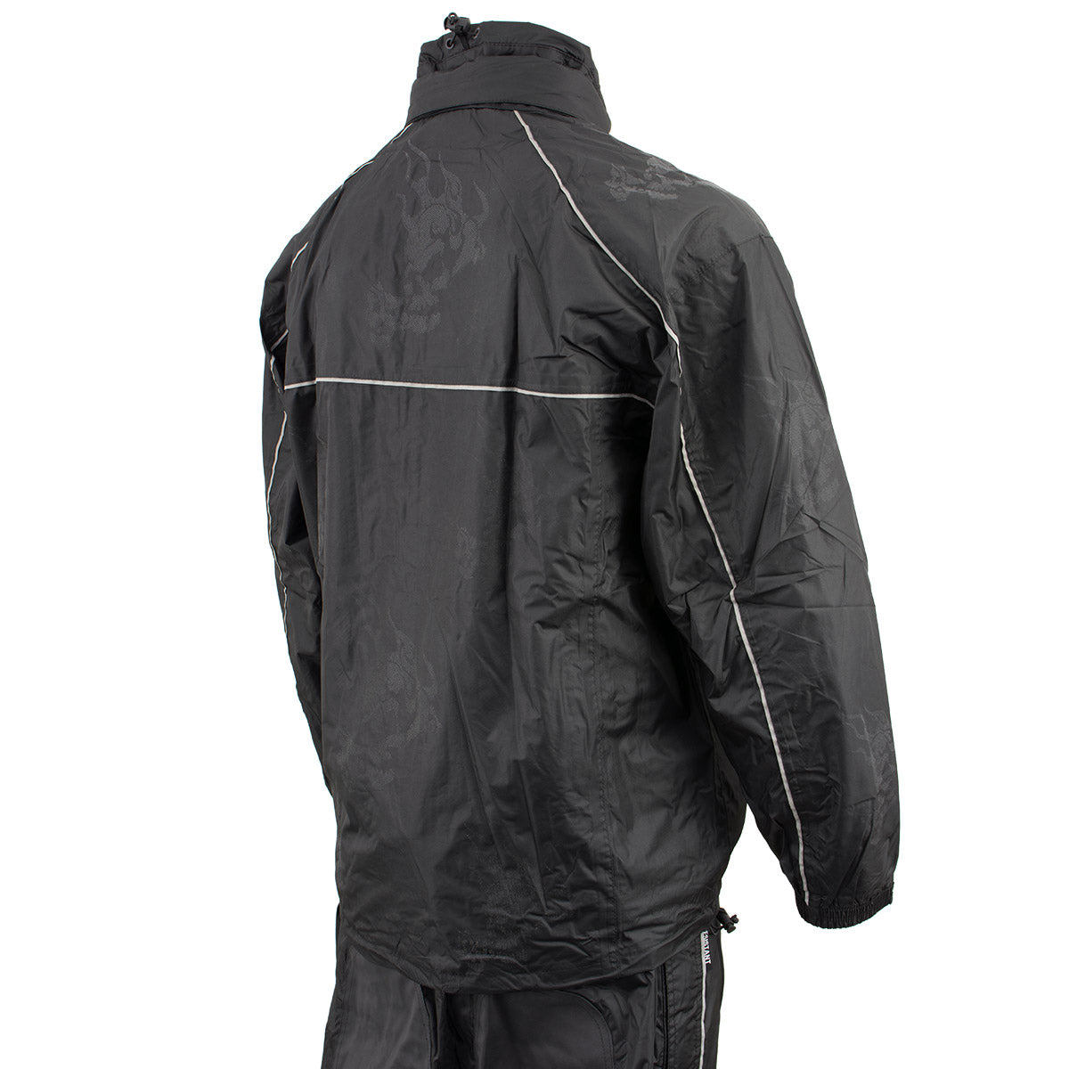 NexGen SH2334 Men’s Black Water Proof Rain Suit with Reflective Flame Skull Design