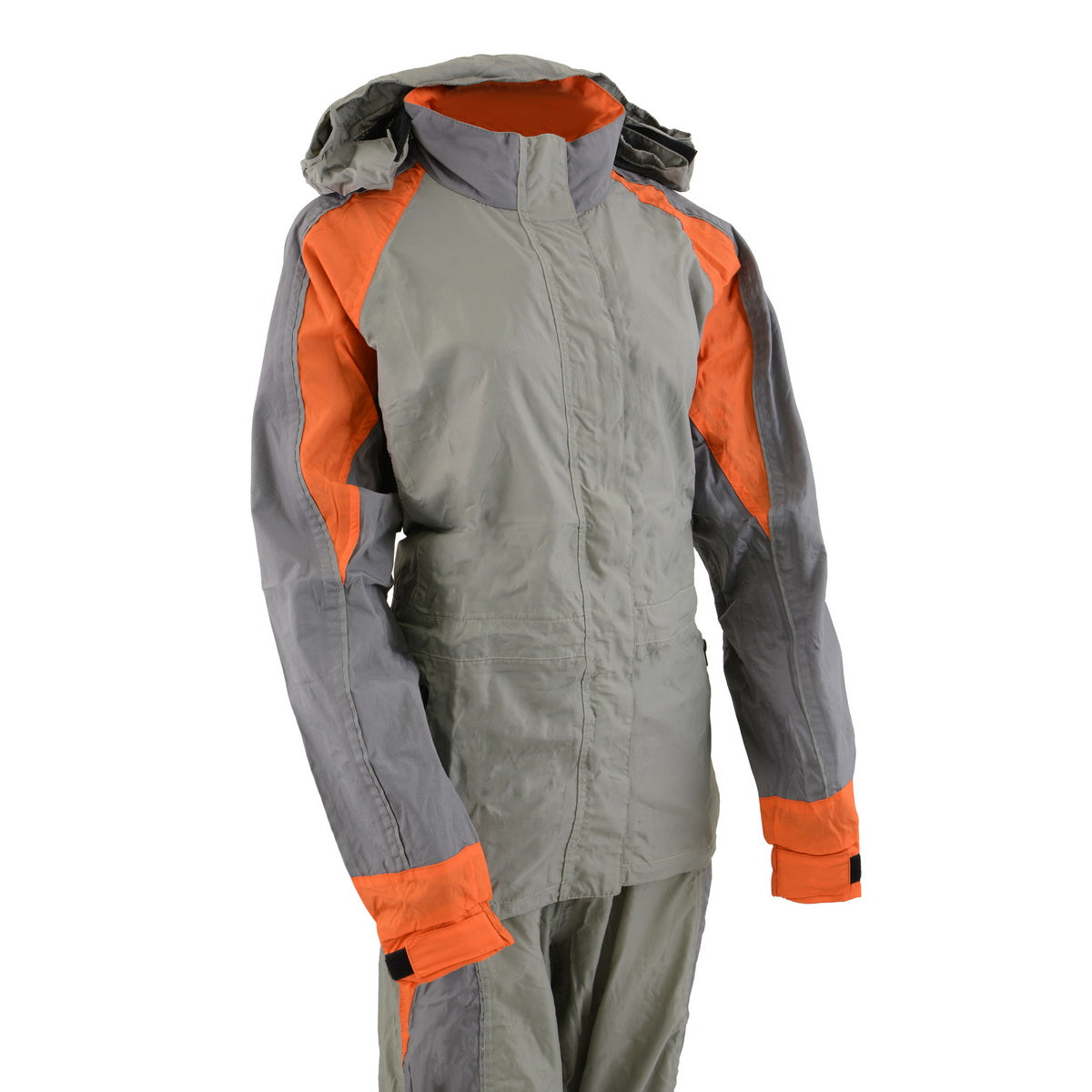 Milwaukee Leather SH2336SGO Women's Gray and Orange Rain Suit Water Resistant with Reflective Piping