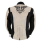 Milwaukee Leather SH2366 Women's'Reflective Tribal' Black and Cream Armored Motorcycle Textile Jacket