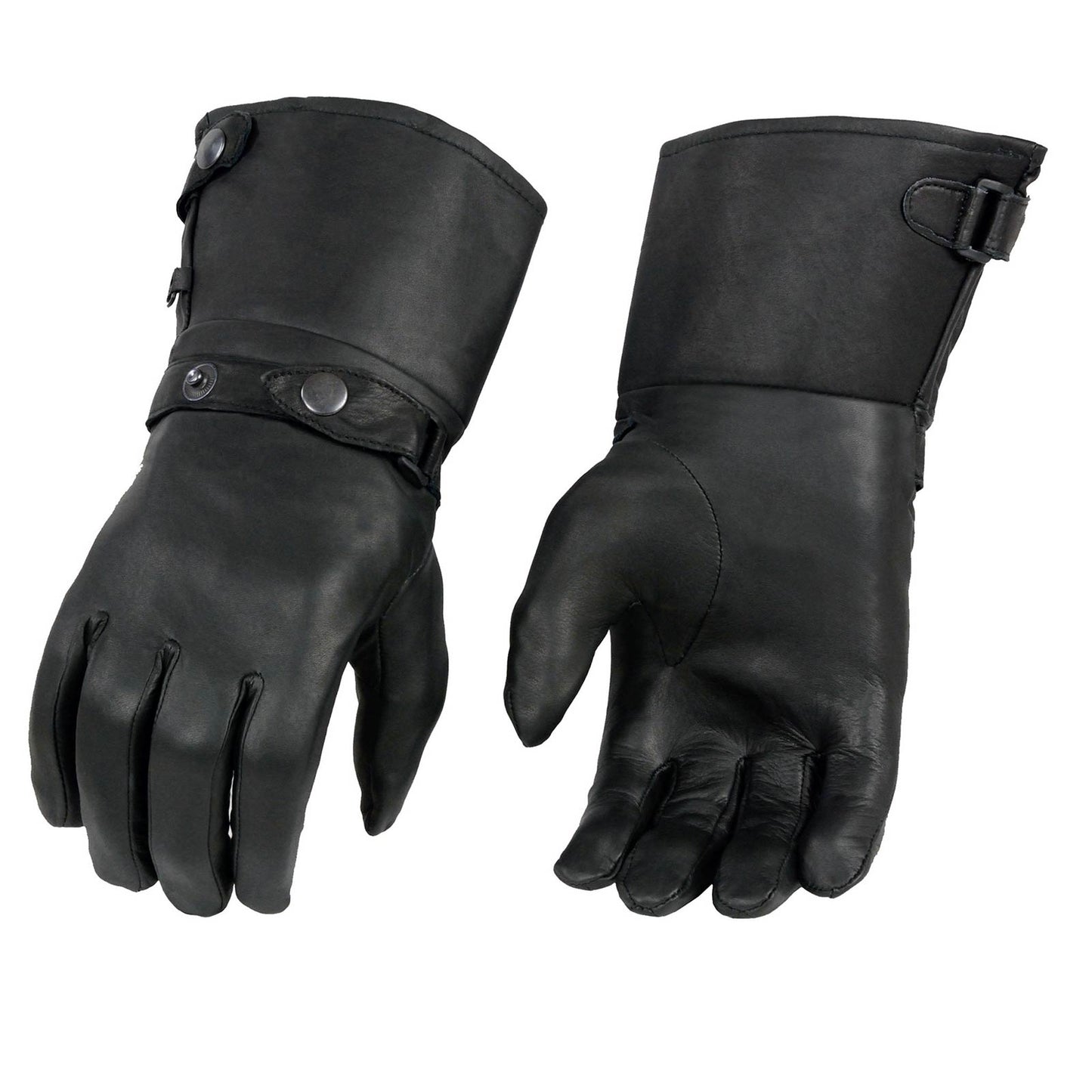 Milwaukee Leather SH264 Men's Black Leather Gauntlet Style Motorcycle Gloves w/ Thermal Liner