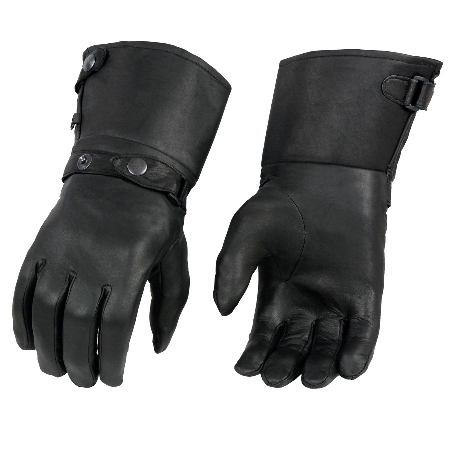 Milwaukee Leather SH264 Men's Black Leather Gauntlet Style Motorcycle Gloves w/ Thermal Liner