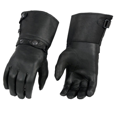 Milwaukee Leather SH264 Men's Black Leather Gauntlet Style Motorcycle Gloves w/ Thermal Liner