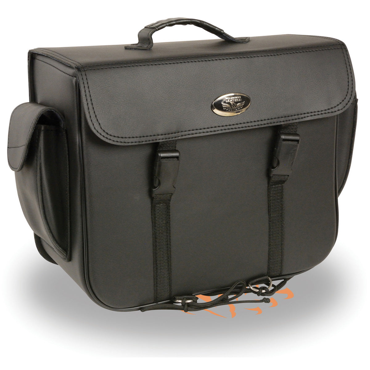 Milwaukee Leather SH583 Large Black PVC Motorcycle Sissy Bar Bag with Carrying Handle with Carrying Handle