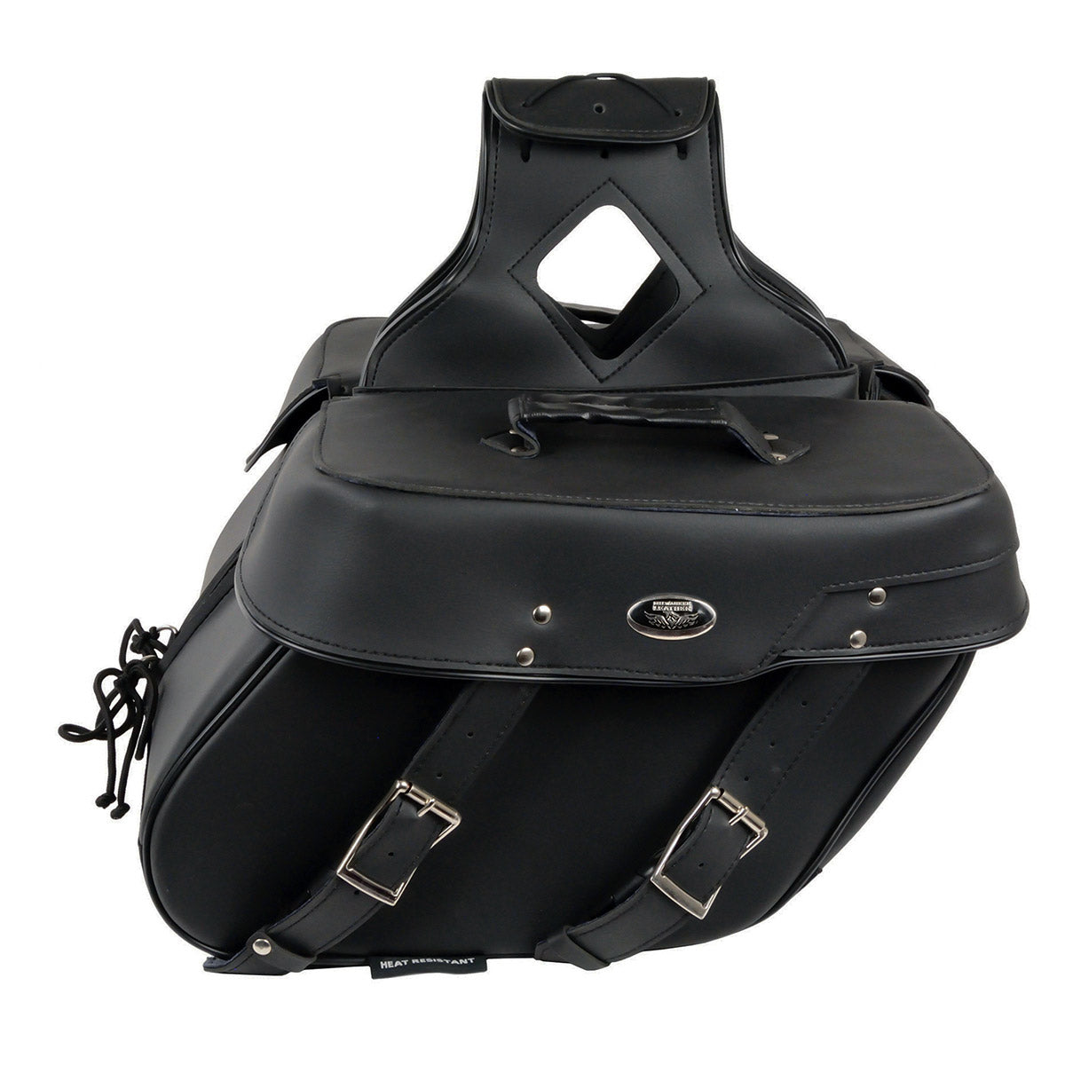 Milwaukee Leather SH592ZB Black Zip-Off PVC Throw Over Slanted Saddle Bag
