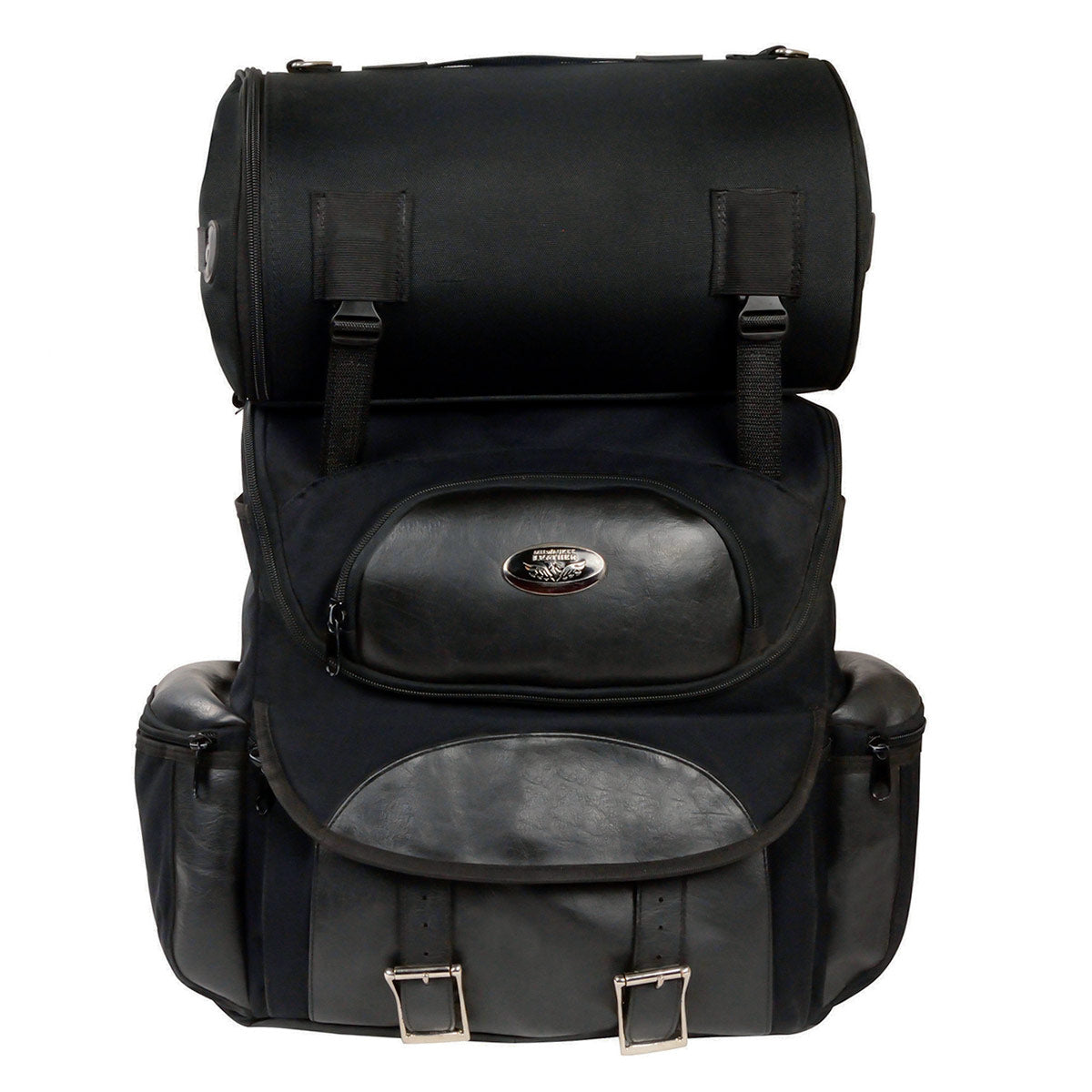 Milwaukee Leather SH602BAG Medium Black Textile and PVC 2-Piece Touring Sissy Bar Motorcycle Bag