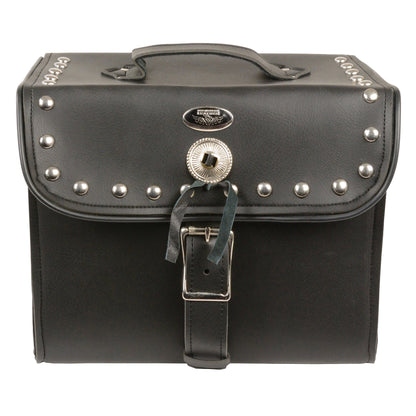 Milwaukee Leather SH618S Medium Black Studded PVC Sissy Bar Carry Motorcycle Bag