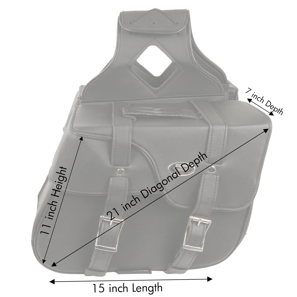Milwaukee Leather SH64501ZB Black Zip-Off PVC Extended Flap Throw Over Saddle Bag (15X11X7X21)