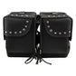 Milwaukee Leather SH645ZB Black 2-Strap PVC Zip Off Throw Over Motorcycle Saddlebags with Chrome Studs
