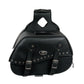 Milwaukee Leather SH655ZB Black Zip-Off Two Buckle Extended Lid Studded PVC Throw Over Motorcycle Saddle Bag (19X12X7X20)
