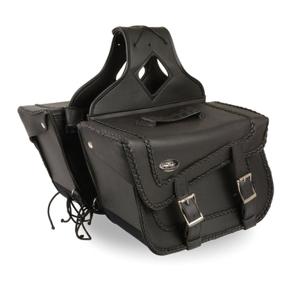 Milwaukee Leather SH664ZB Large Braided Zip Off PVC Throw Over Saddlebags