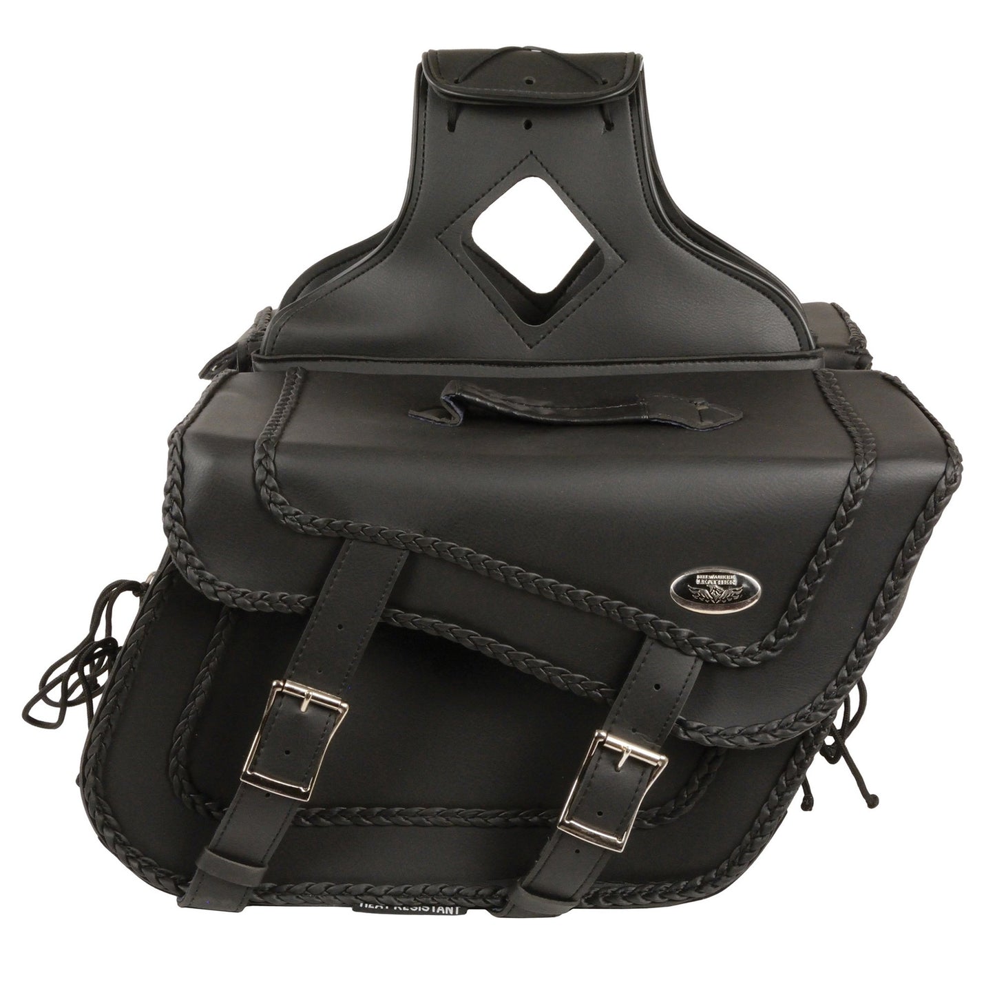 Milwaukee Leather SH664ZB Large Braided Zip Off PVC Throw Over Saddlebags