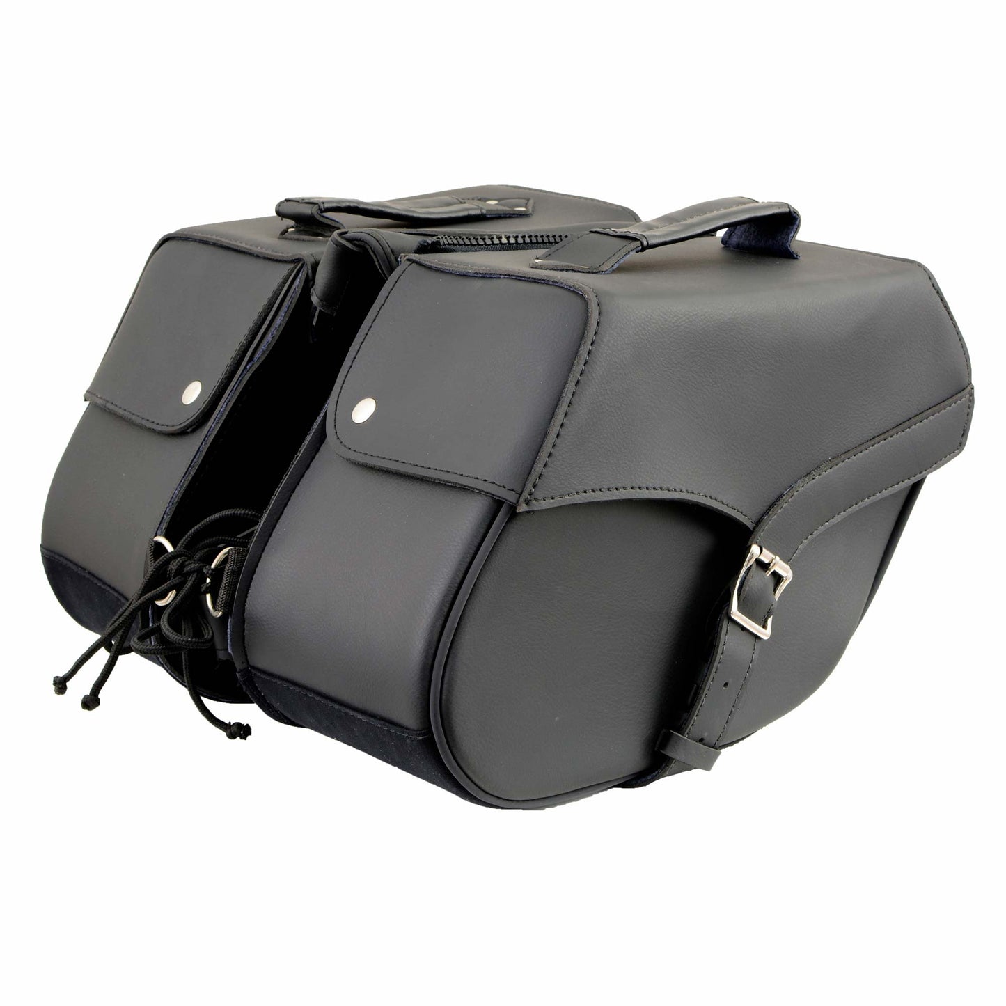 Milwaukee Leather SH66701ZB Black Straight Drop Zip-Off Triple Strap PVC Throw Over Saddlebags