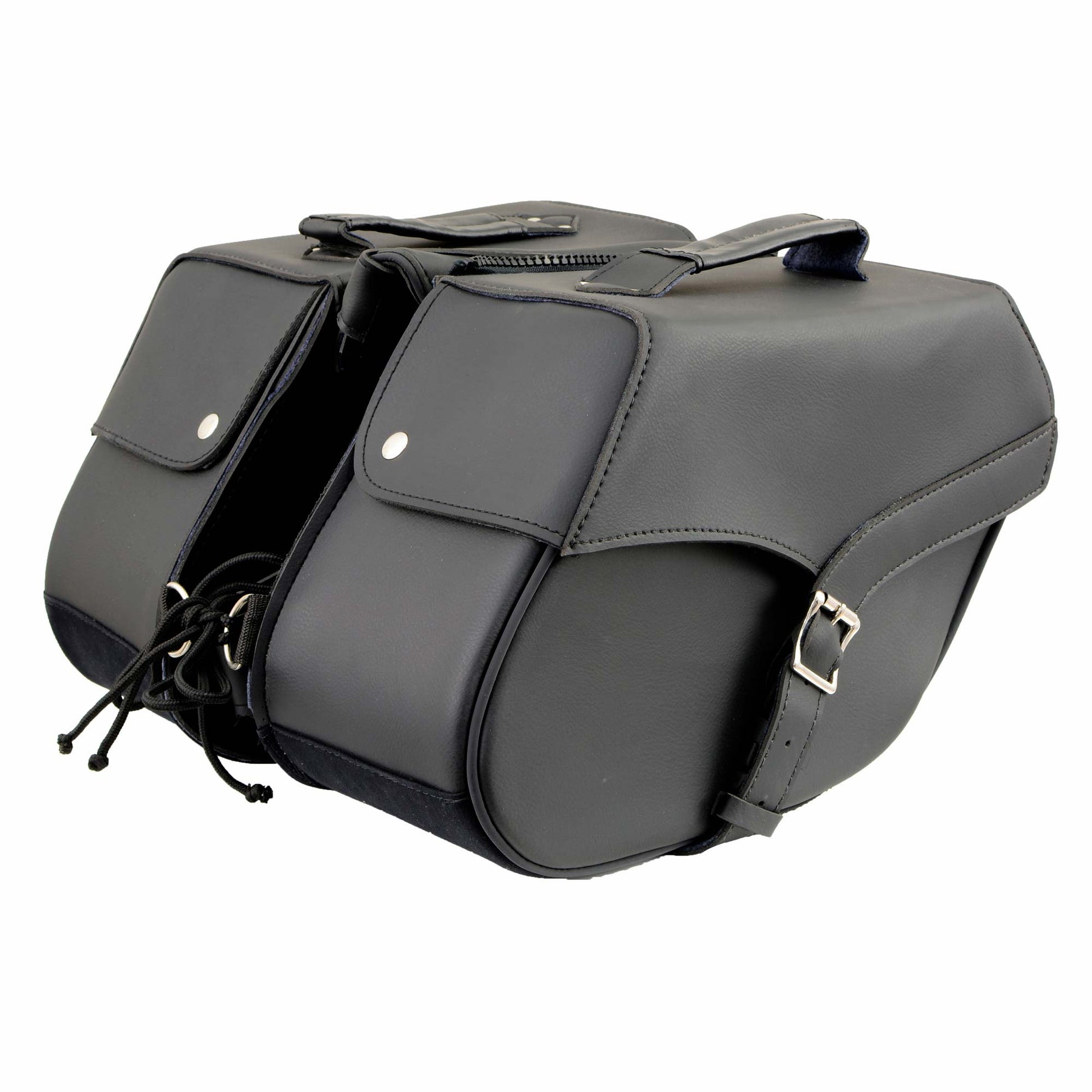 Milwaukee Leather SH66701ZB Black Straight Drop Zip-Off Triple Strap PVC Throw Over Saddlebags
