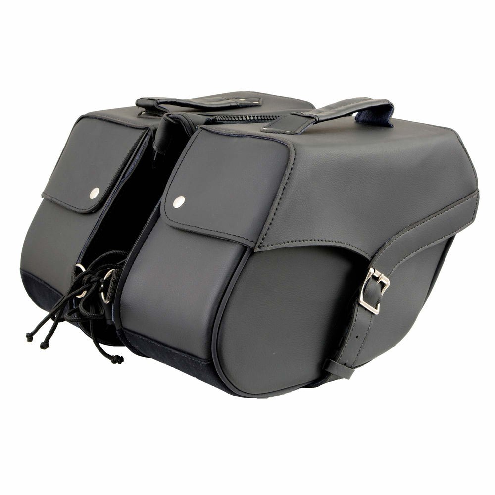 Milwaukee Leather SH66701ZB Black Straight Drop Zip-Off Triple Strap PVC Throw Over Saddlebags