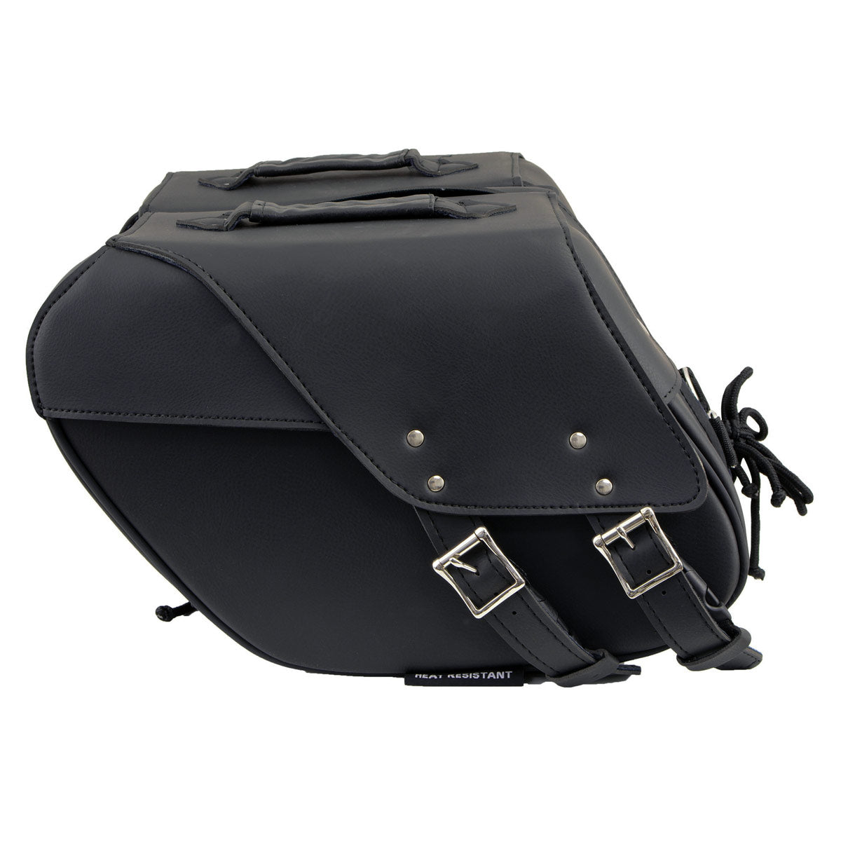 Milwaukee Leather SH66901ZB Medium Size Black PVC 2-Strap Throw Over Saddlebags w/ Reflective Piping