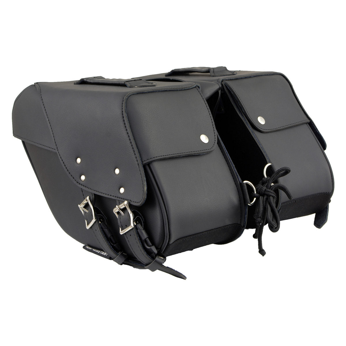 Milwaukee Leather SH66901ZB Medium Size Black PVC 2-Strap Throw Over Saddlebags w/ Reflective Piping