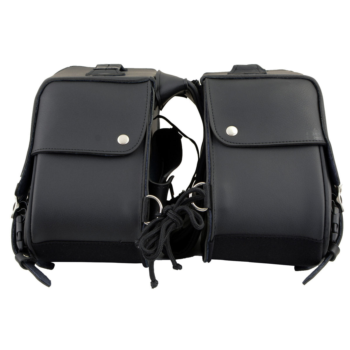 Milwaukee Leather SH66901ZB Medium Size Black PVC 2-Strap Throw Over Saddlebags w/ Reflective Piping