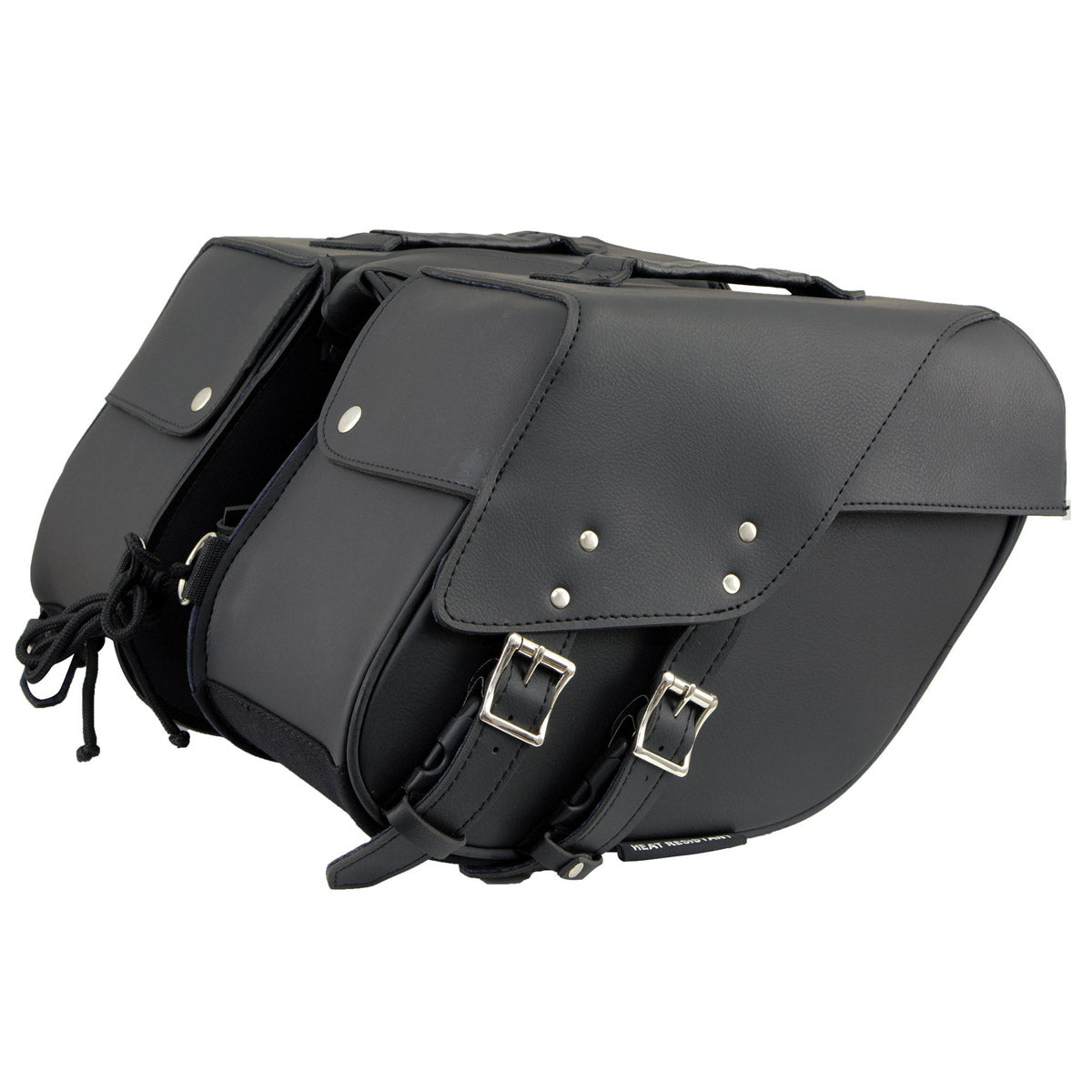 Milwaukee Leather SH66901ZB Medium Size Black PVC 2-Strap Throw Over Saddlebags w/ Reflective Piping
