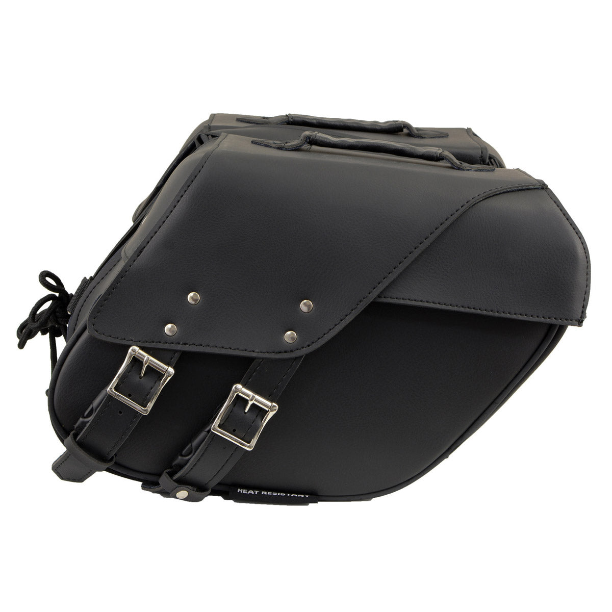 Milwaukee Leather SH66901ZB Medium Size Black PVC 2-Strap Throw Over Saddlebags w/ Reflective Piping