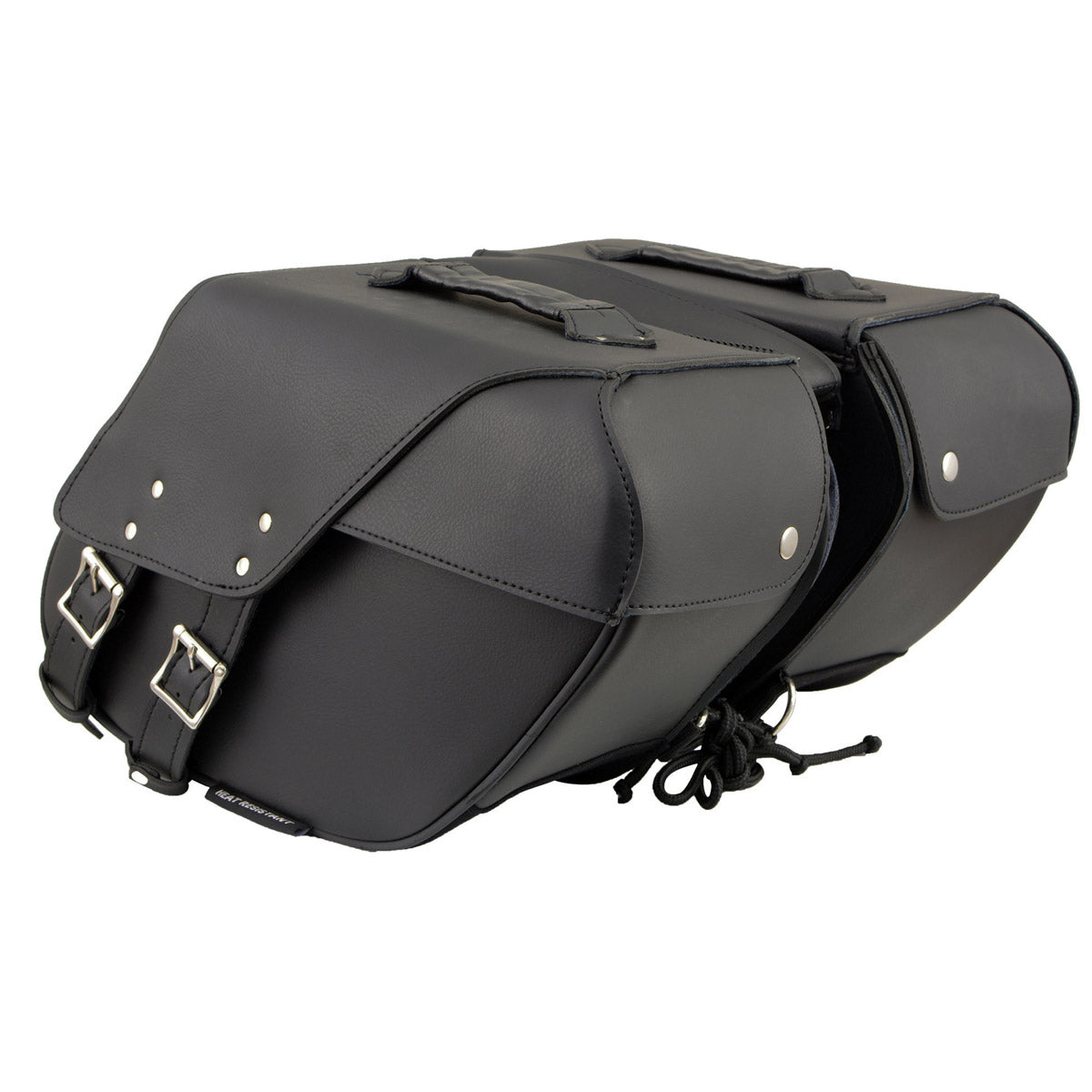 Milwaukee Leather SH66901ZB Medium Size Black PVC 2-Strap Throw Over Saddlebags w/ Reflective Piping
