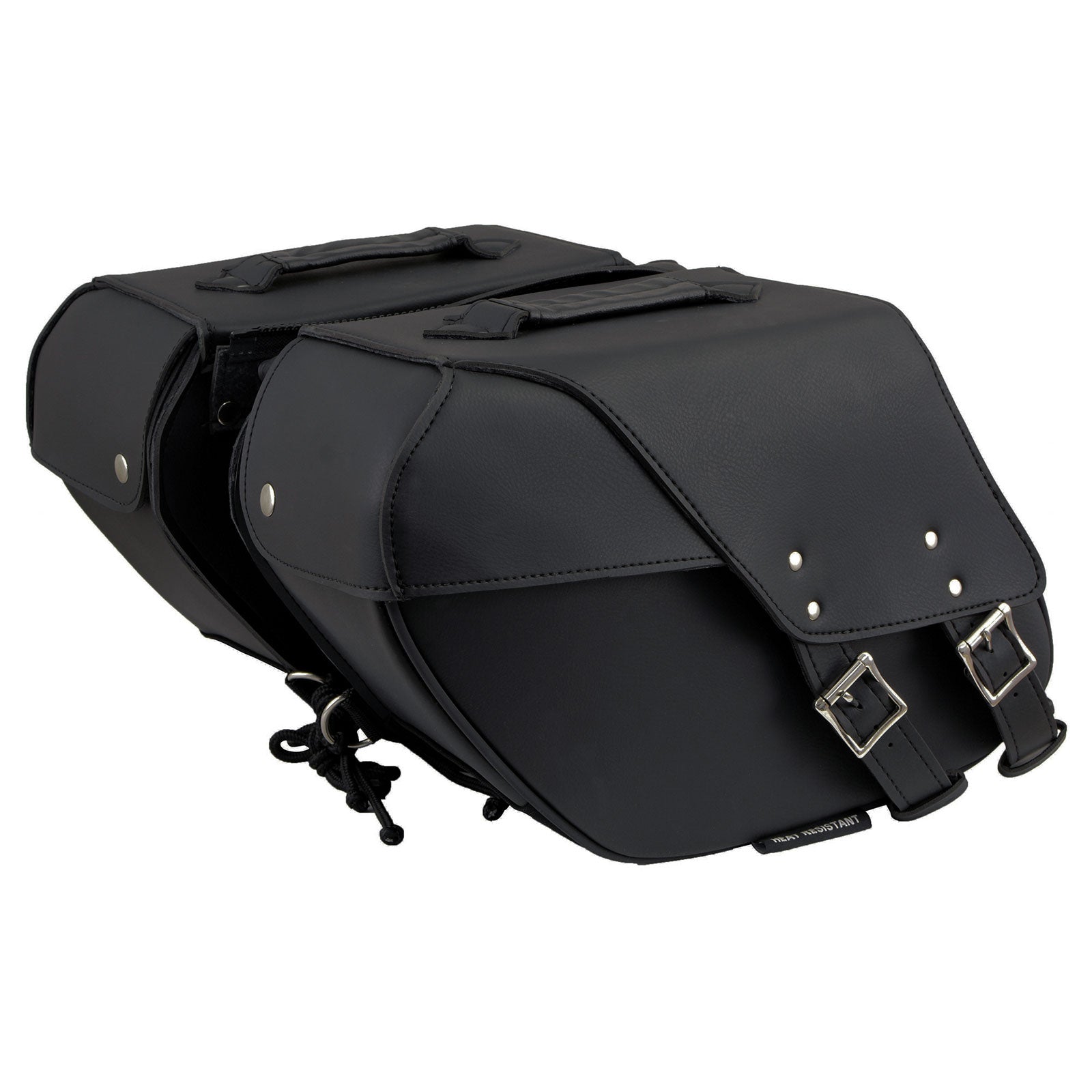 Milwaukee Leather SH66901ZB Medium Size Black PVC 2-Strap Throw Over Saddlebags w/ Reflective Piping