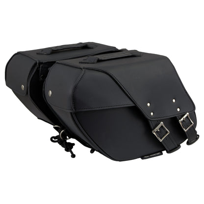 Milwaukee Leather SH66901ZB Medium Size Black PVC 2-Strap Throw Over Saddlebags w/ Reflective Piping