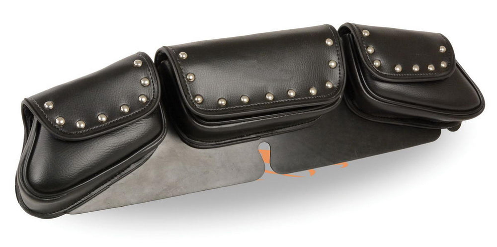 Milwaukee Leather Performance SH67105 Black Triple Pocket Studded PVC Travel Windshield Bag