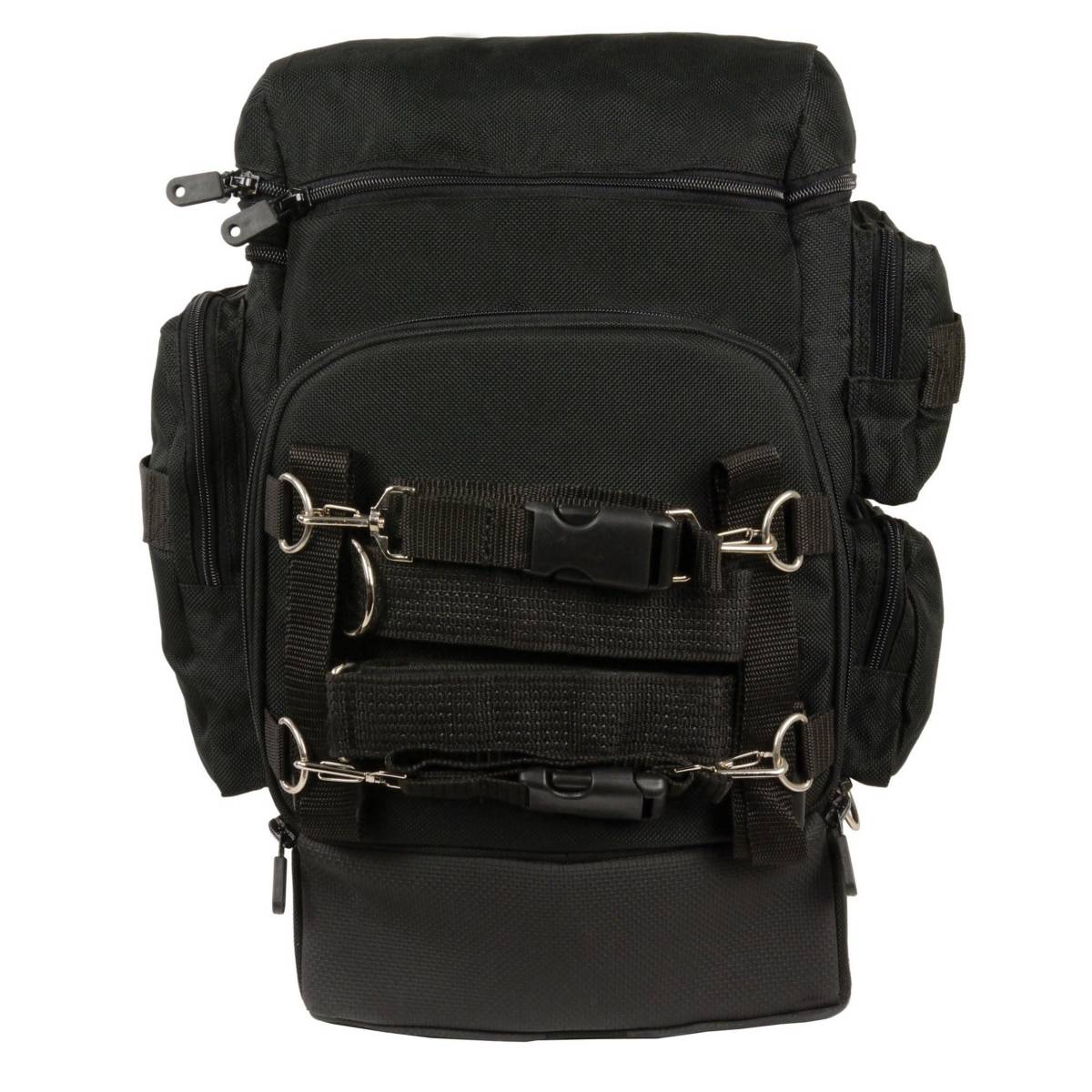 Milwaukee Leather SH688 Large Black Retractable Nylon Sissy Bar Motorcycle Bag with Luggage Handle