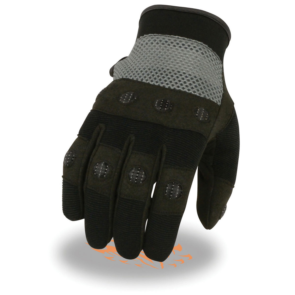 Milwaukee Leather SH76101 Men's Black and Grey Textile Mesh Motorcycle Mechanics Hand Gloves W/ Amara Cloth Bottom