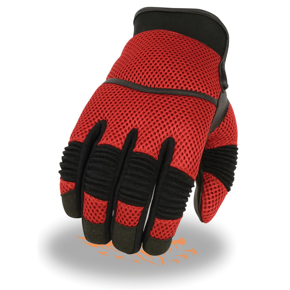 Milwaukee Leather SH791 Men's Black Leather and Red Mesh Combo Racing Motorcycle Hand Gloves W/ Elasticized Fingers