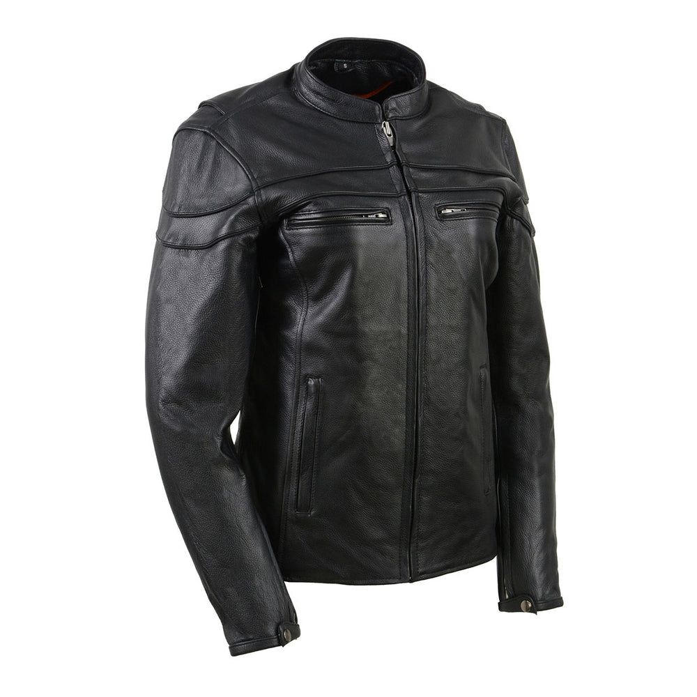 Milwaukee Leather SH8011 Women's Black Sporty Scooter Crossover Leather Jacket