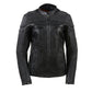 Milwaukee Leather SH8011 Women's Black Sporty Scooter Crossover Leather Jacket