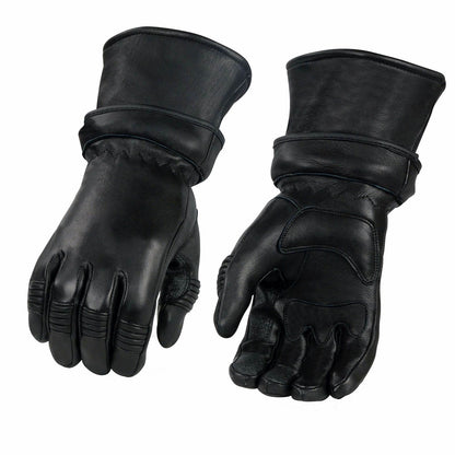 Milwaukee Leather Men's Gauntlet Motorcycle Hand Gloves- Deerskin Zip-Off-Long Cuff Thermal Lined Gel Palm-SH852