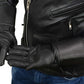 Milwaukee Leather SH857 Men's Long Cuff Thermal Lined USA Deerskin Black Leather Gauntlet Motorcycle Gloves