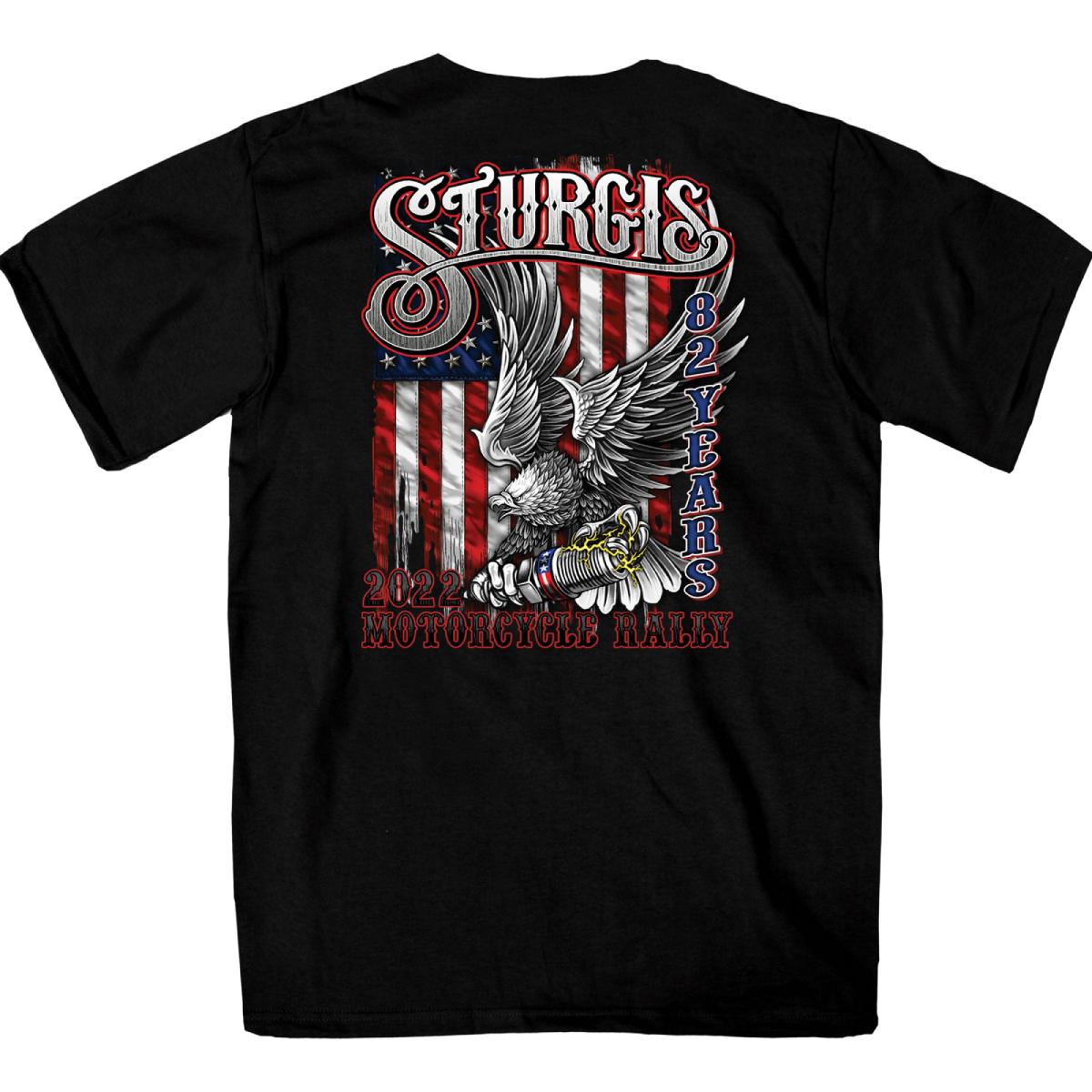 2022 Sturgis Motorcycle Rally SPB1017 Men’s Freedom Ride Black T Shirt